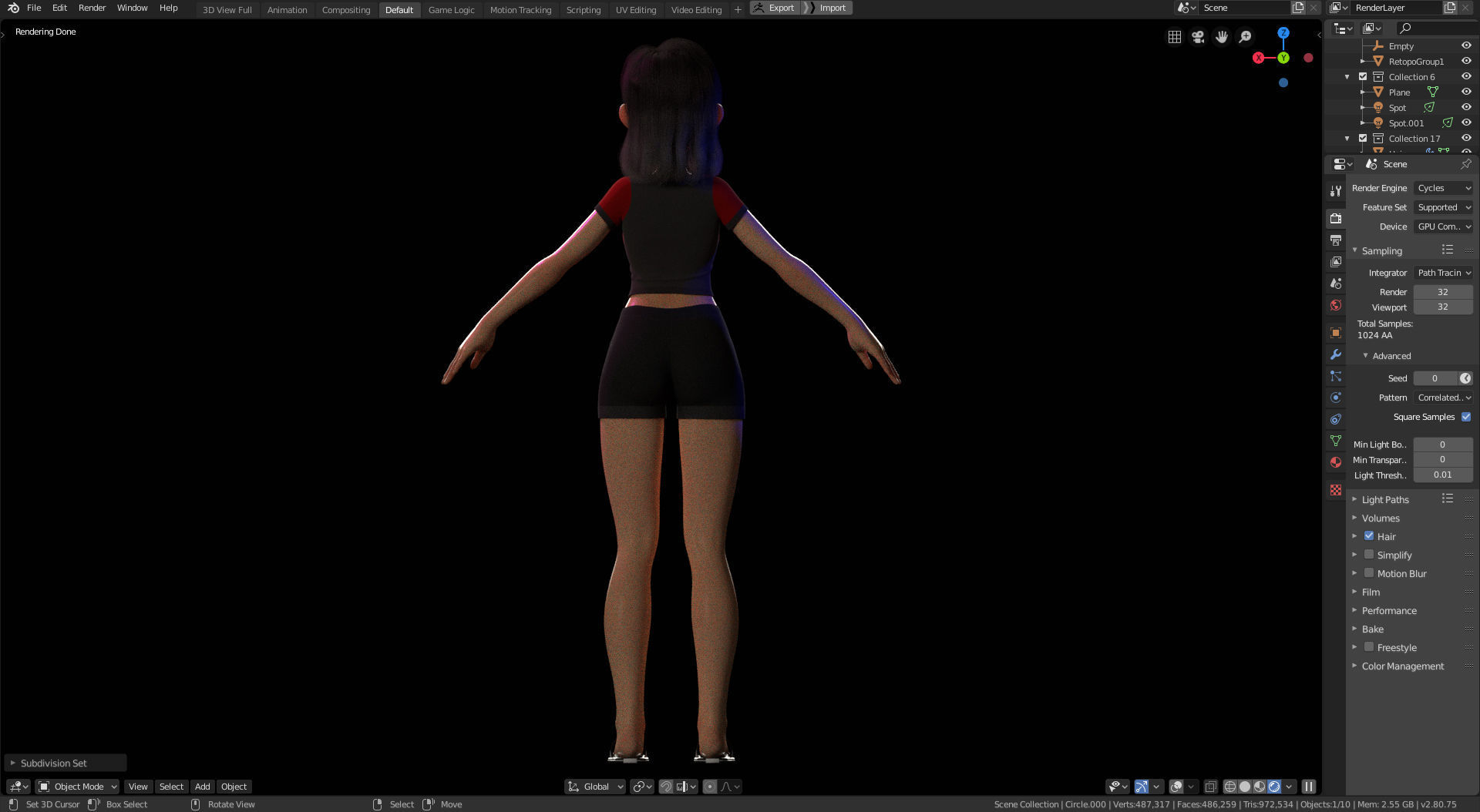 Amy Girl Stylized Character 1 in Blender Cycles and Eevee 3D model_16