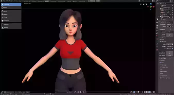 Amy Girl Stylized Character 1 in Blender Cycles  and  Eevee 