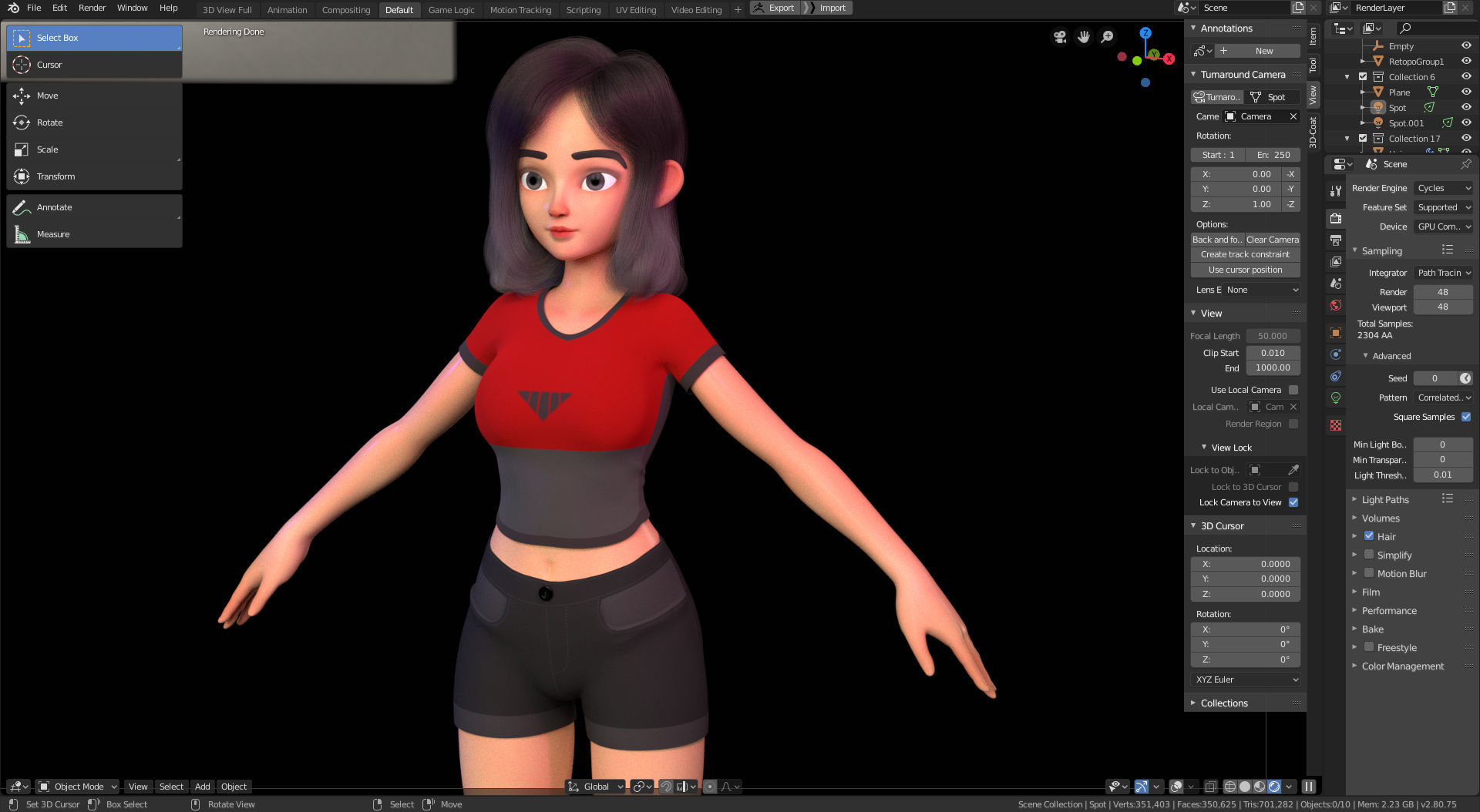Amy Girl Stylized Character 1 in Blender Cycles and Eevee 3D model_1