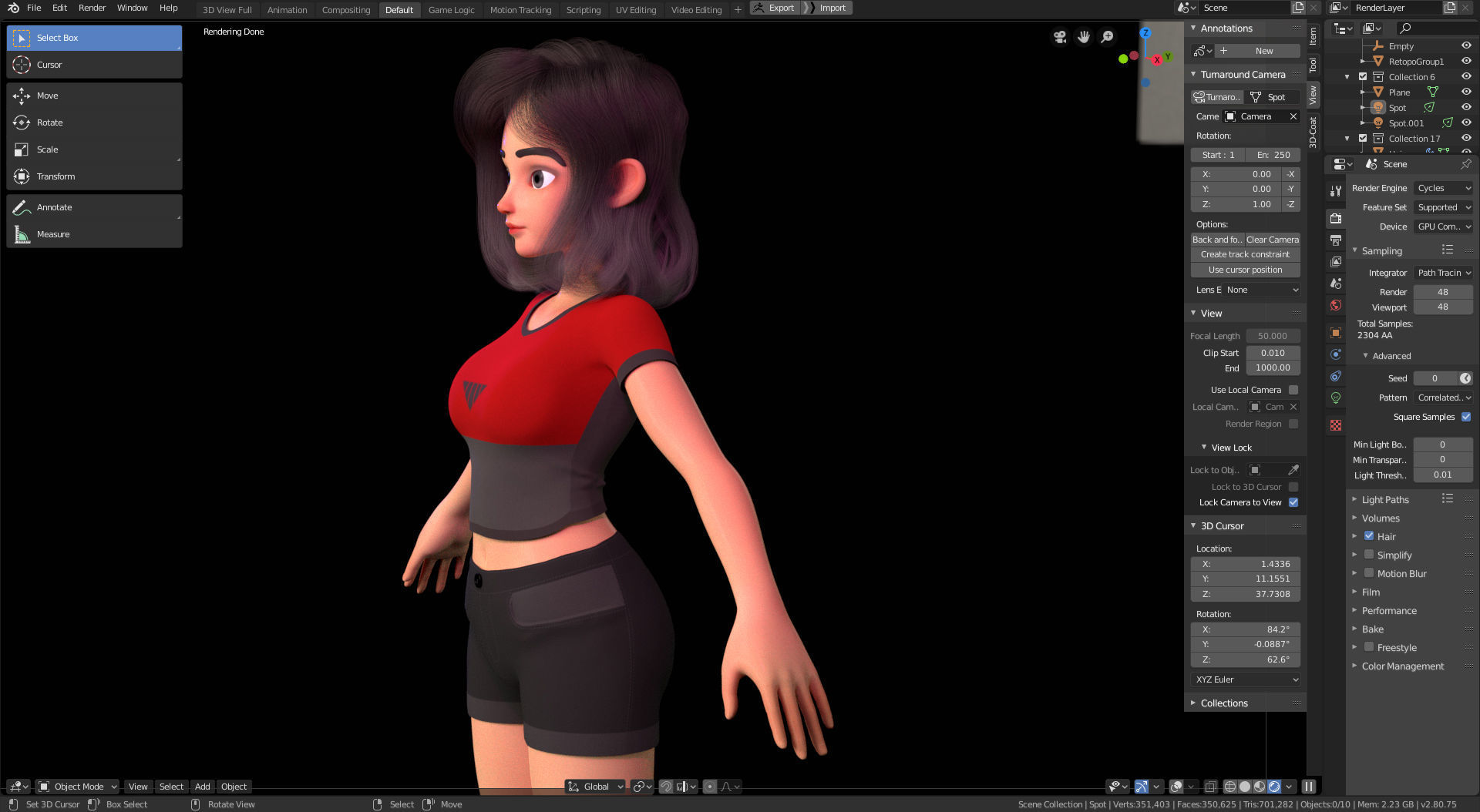 Amy Girl Stylized Character 1 in Blender Cycles and Eevee 3D model_3