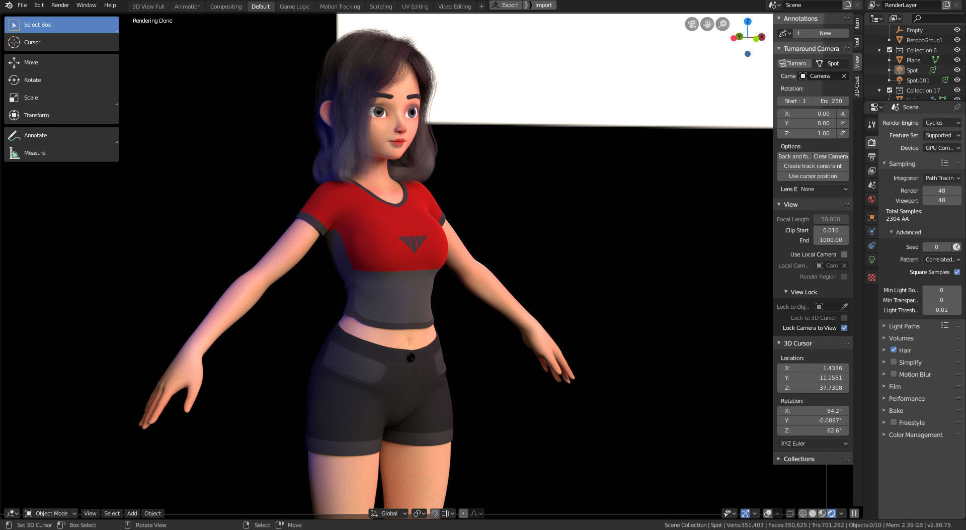 Amy Girl Stylized Character 1 in Blender Cycles and Eevee 3D model_9
