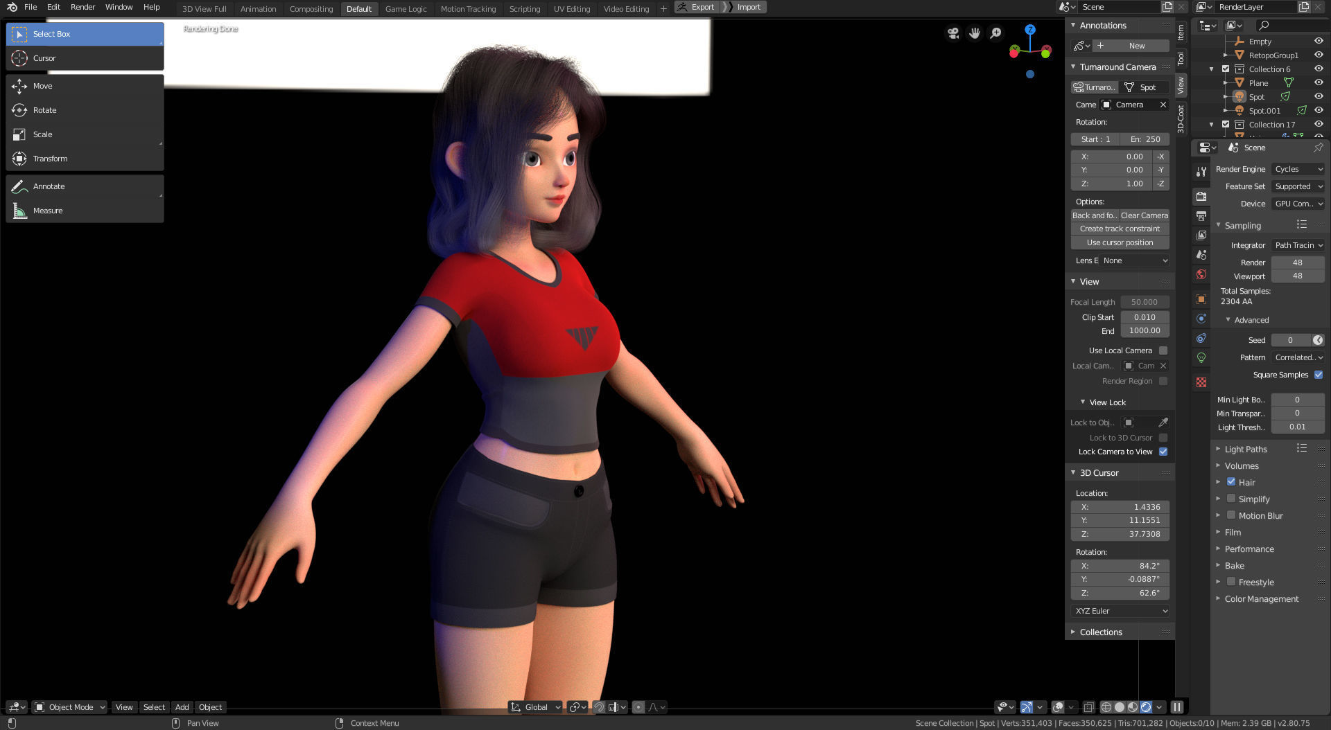 Amy Girl Stylized Character 1 in Blender Cycles and Eevee 3D model_8