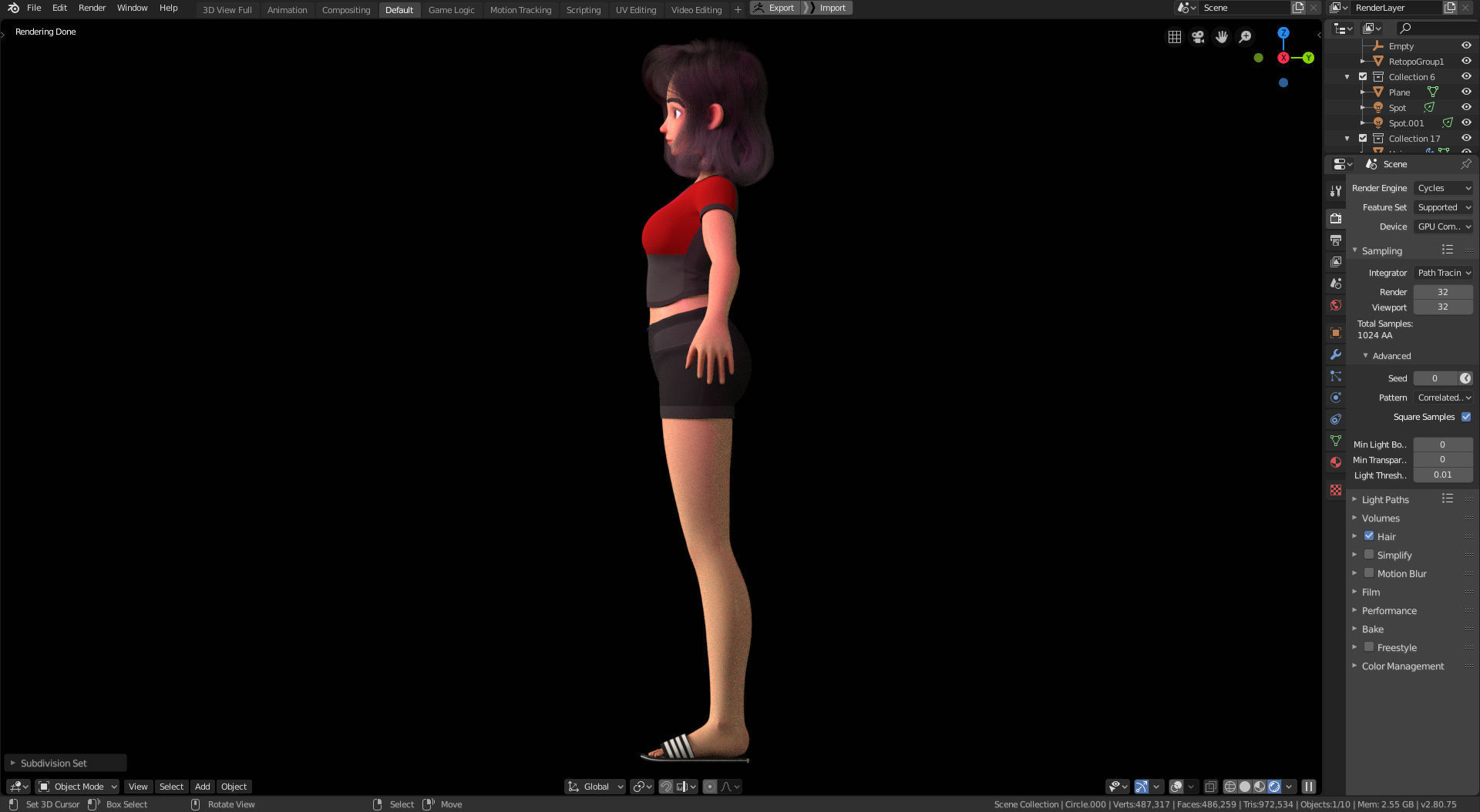 Amy Girl Stylized Character 1 in Blender Cycles and Eevee 3D model_15
