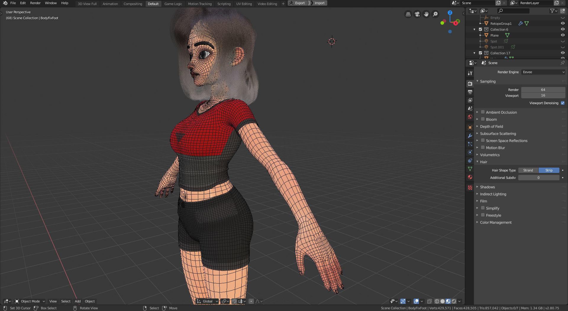 Amy Girl Stylized Character 1 in Blender Cycles and Eevee 3D model_22