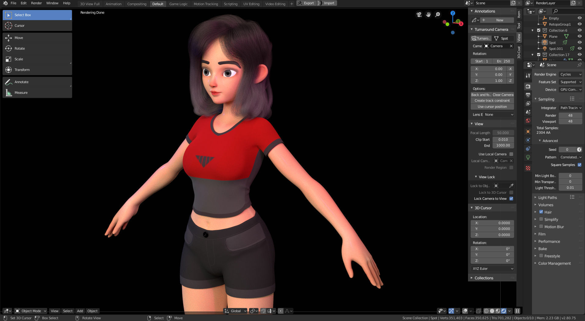 Amy Girl Stylized Character 1 in Blender Cycles and Eevee 3D model_2
