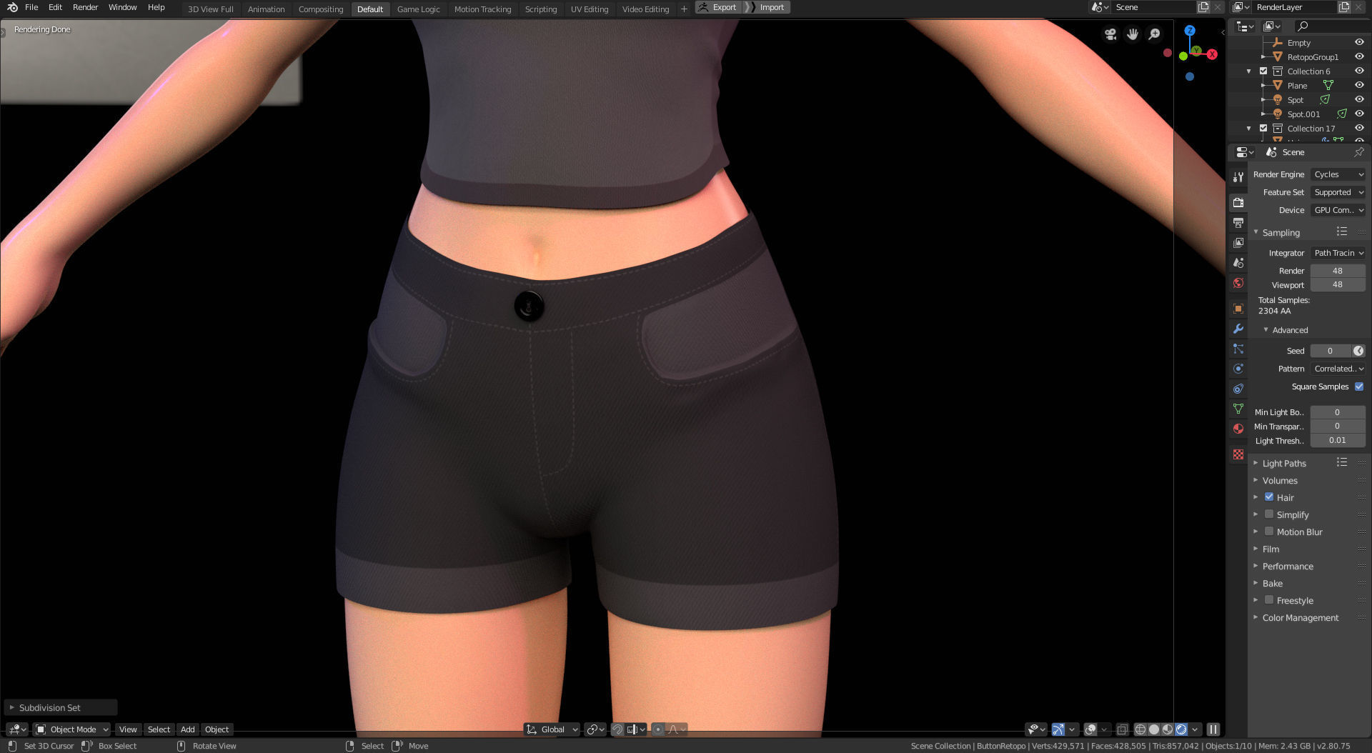 Amy Girl Stylized Character 1 in Blender Cycles and Eevee 3D model_12