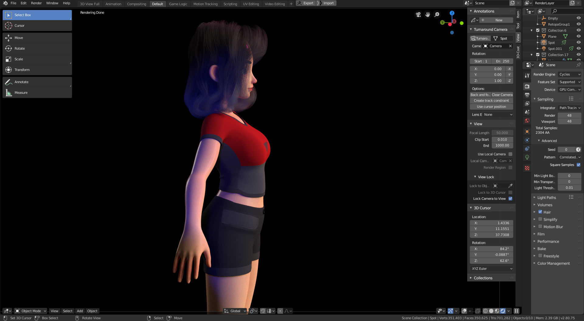 Amy Girl Stylized Character 1 in Blender Cycles and Eevee 3D model_7