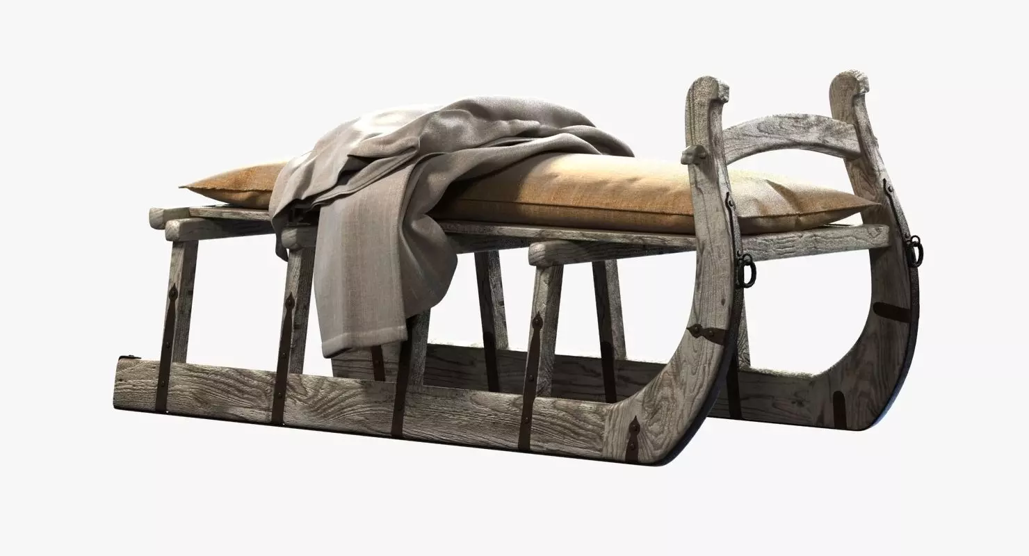 Restoration Hardware ANTIQUE HUNGARIAN SLEIGH BENCH BURLAP 3D model
