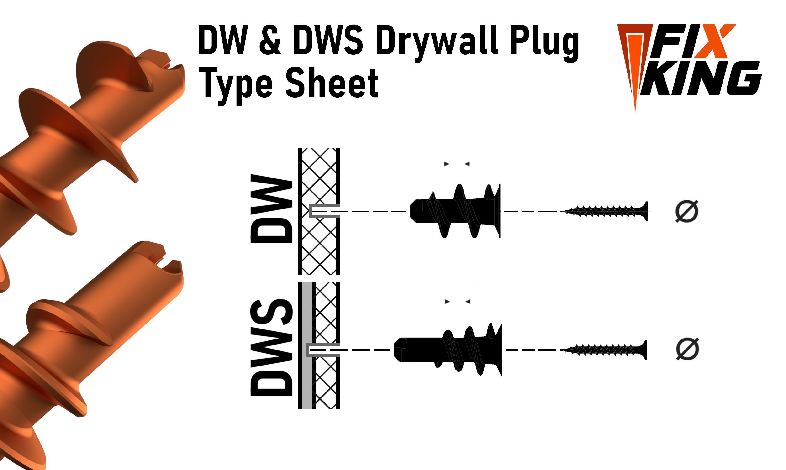 DW25-DWS45 Drywall Plug Set by FIXKING 3D print model_3