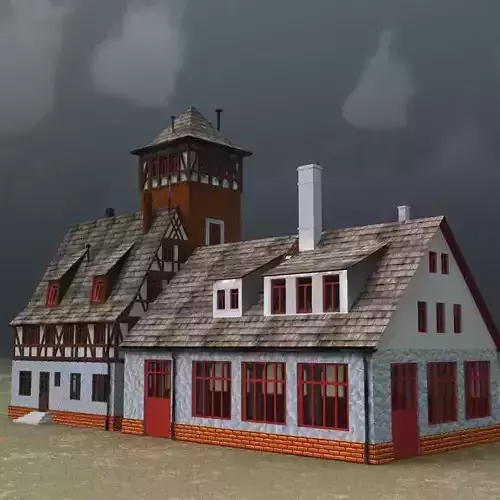 Firestation in Studio Max 3ds obj fbx formats