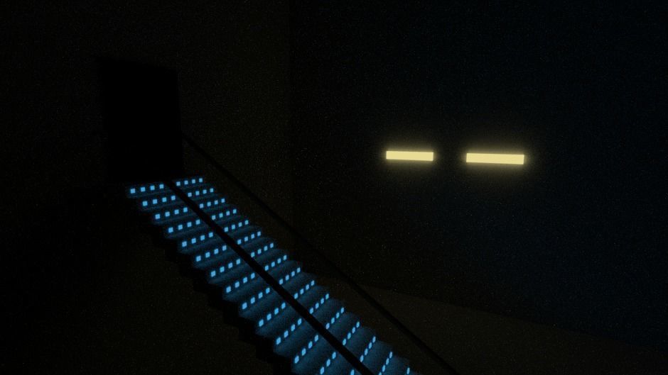 Stairs with blue LEDs and Lights Free 3D model_5