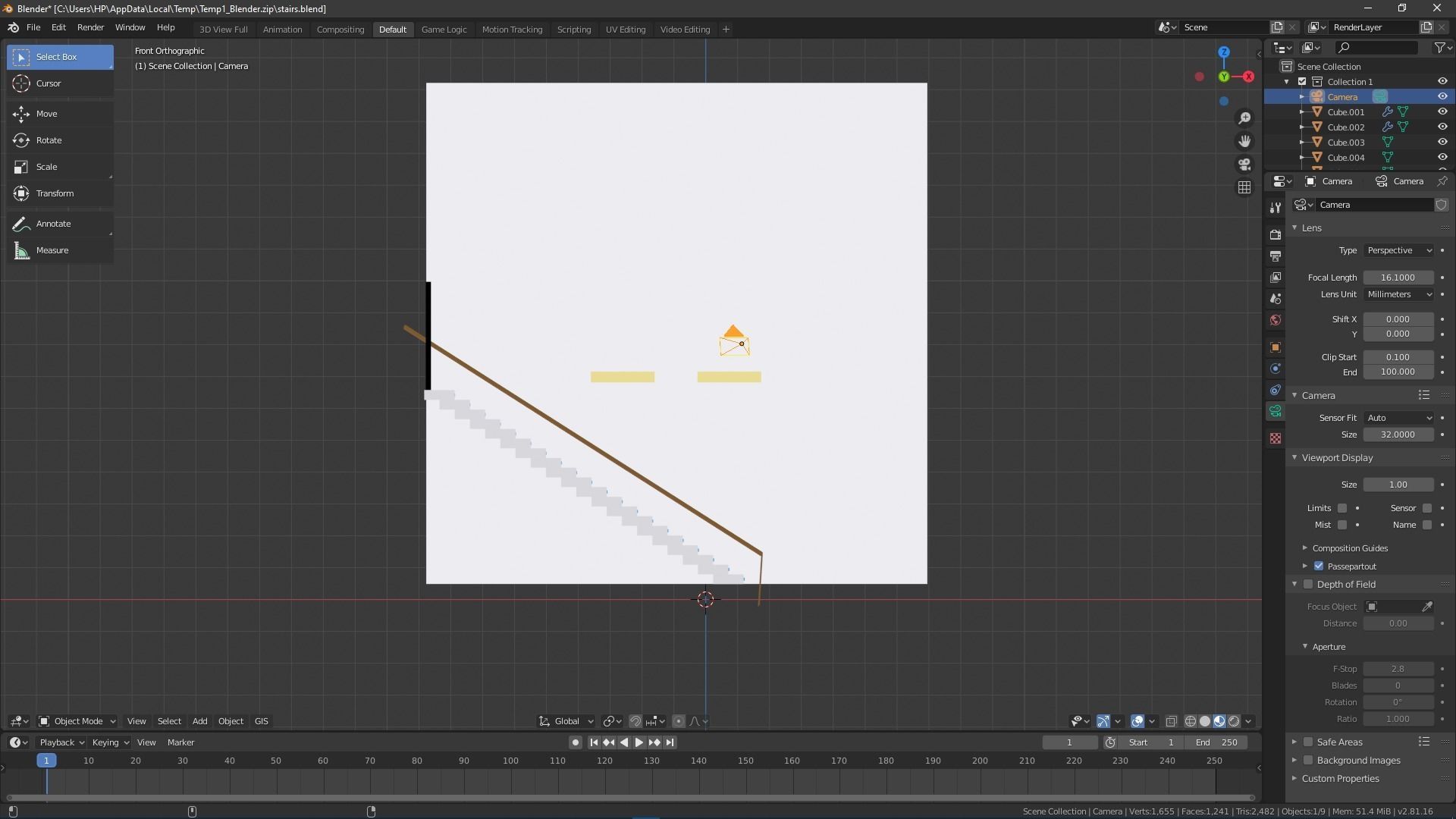 Stairs with blue LEDs and Lights Free 3D model_3