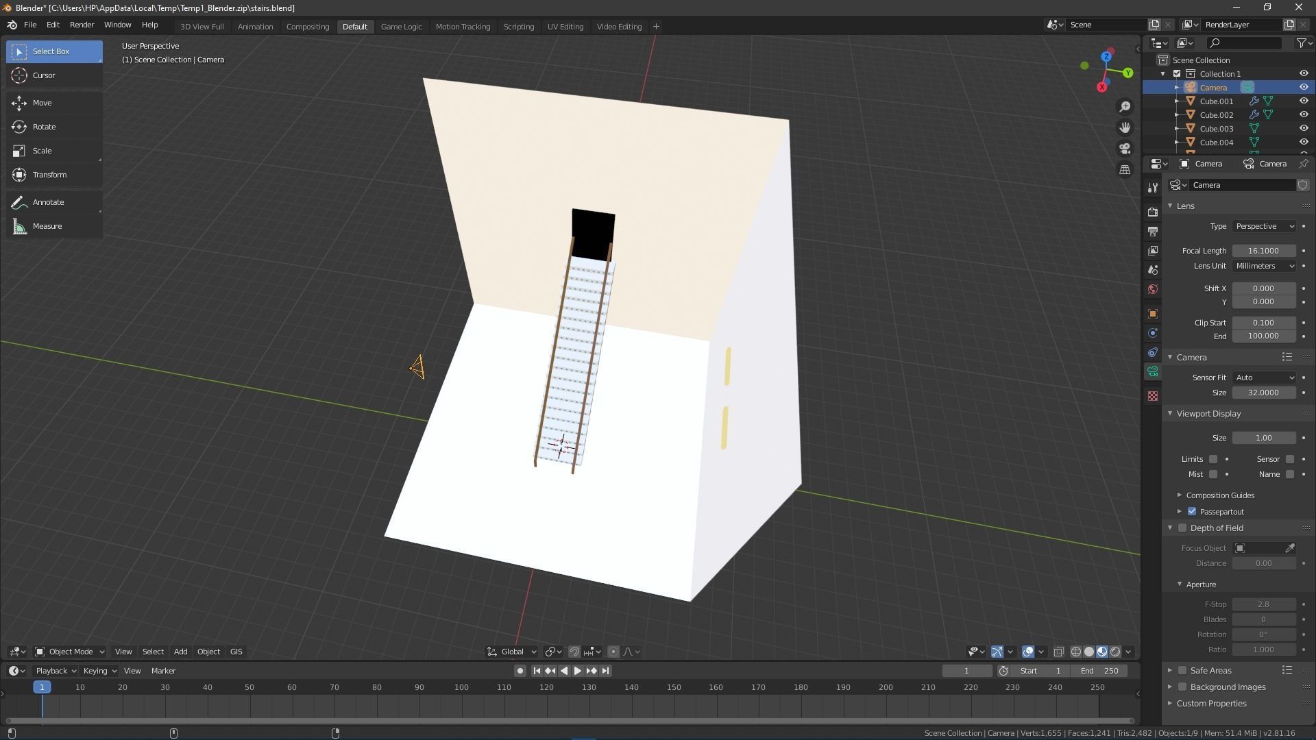 Stairs with blue LEDs and Lights Free 3D model_2