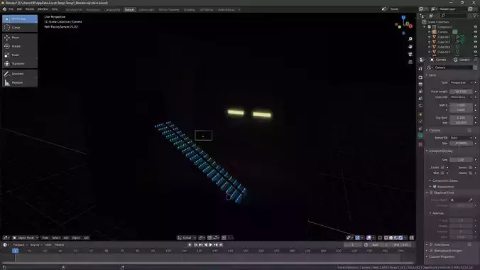 Stairs with blue LEDs and Lights