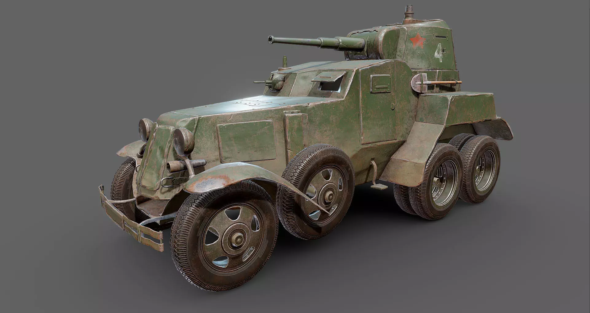 BA-10 armored car Low-poly 3D model