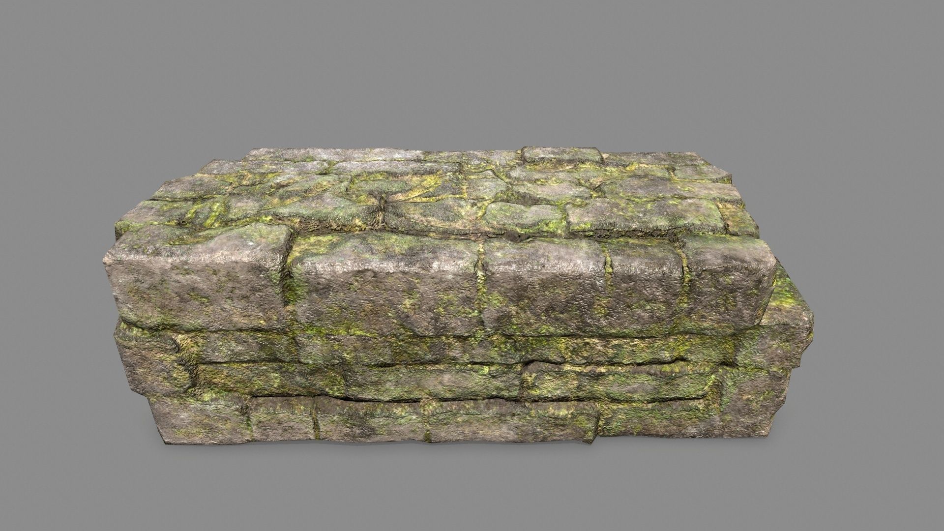 Stone Set wall with arch Low-poly 3D model_15