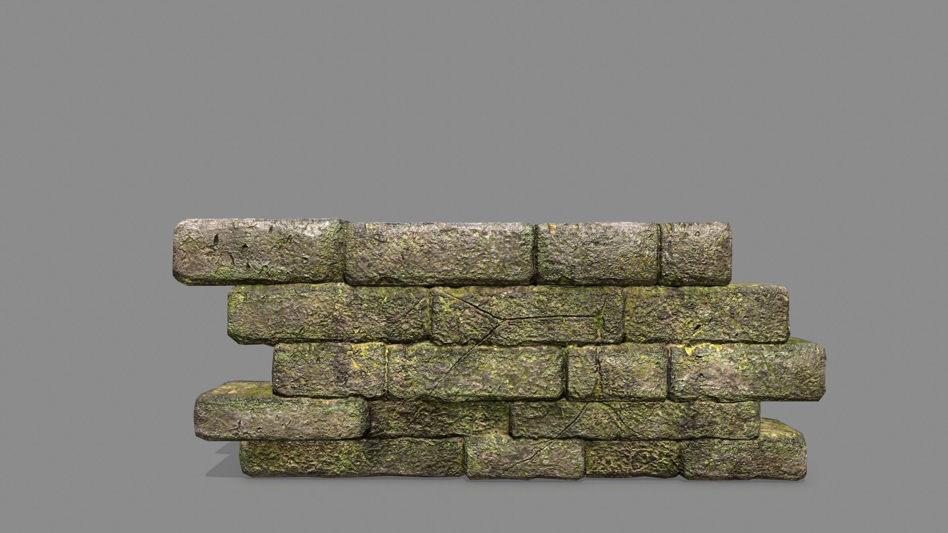 Stone Set wall with arch Low-poly 3D model_5