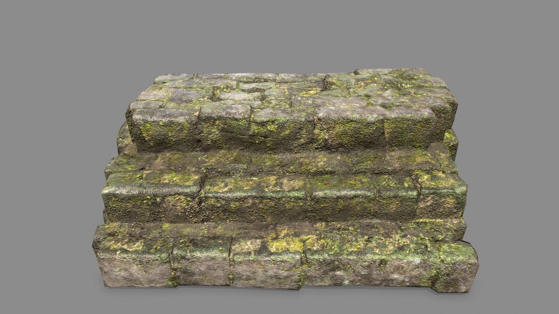 Stone Set wall with arch Low-poly 3D model_13