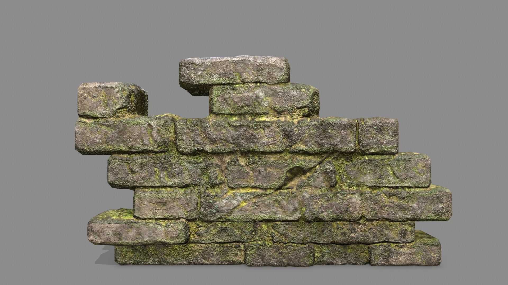 Stone Set wall with arch Low-poly 3D model_9