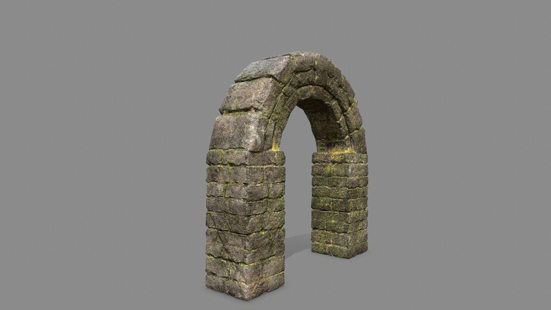 Stone Set wall with arch Low-poly 3D model_4