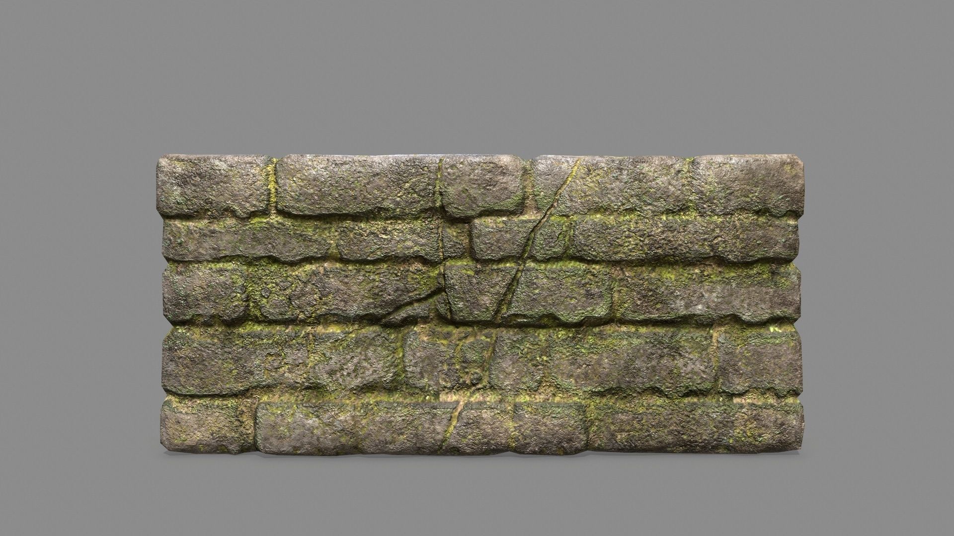 Stone Set wall with arch Low-poly 3D model_6
