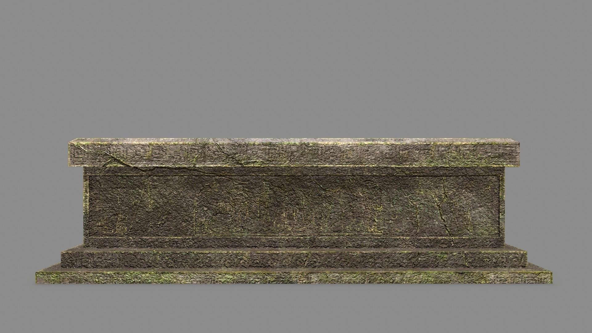 Stone Set wall with arch Low-poly 3D model_10