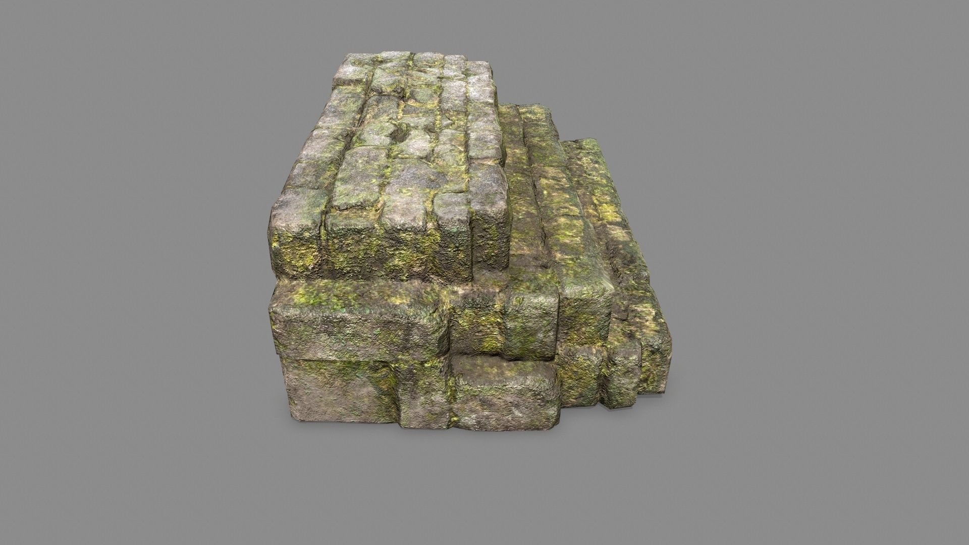 Stone Set wall with arch Low-poly 3D model_14