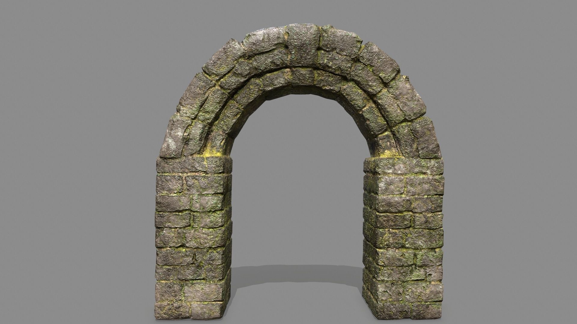 Stone Set wall with arch Low-poly 3D model_3