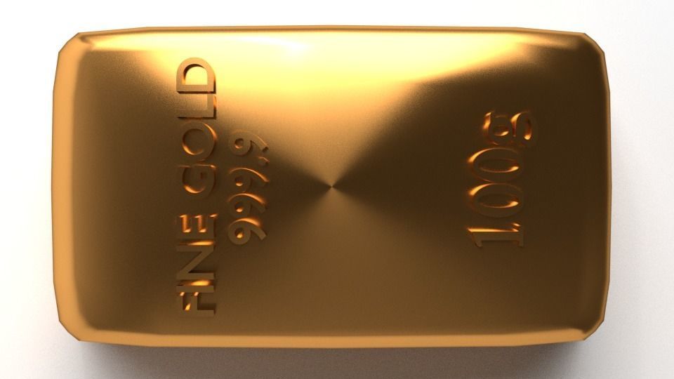 Goldbar 100gram 3D model_2