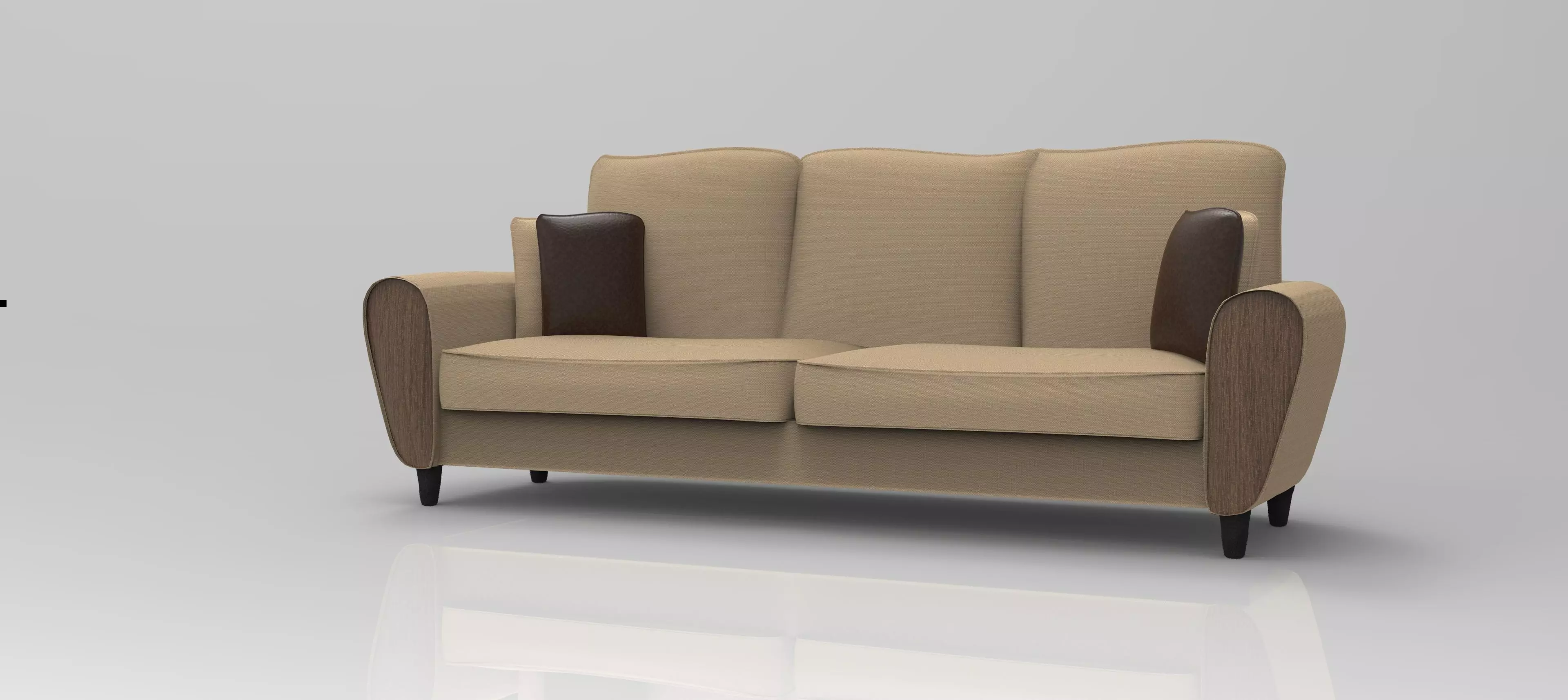 Sofa with three pillows 3D model_0