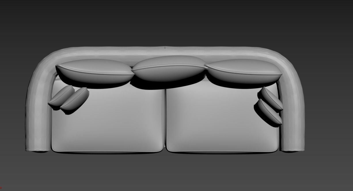 Sofa with three pillows 3D model_2