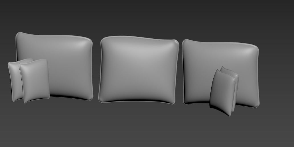 Sofa with three pillows 3D model_4