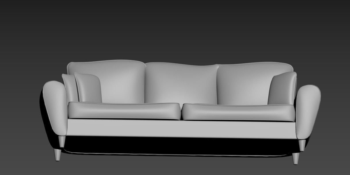 Sofa with three pillows 3D model_3