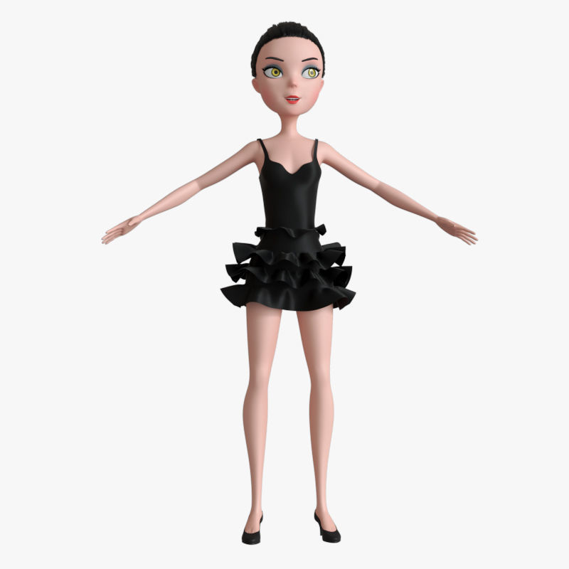 Dance girl NO RIG model 3D model_5
