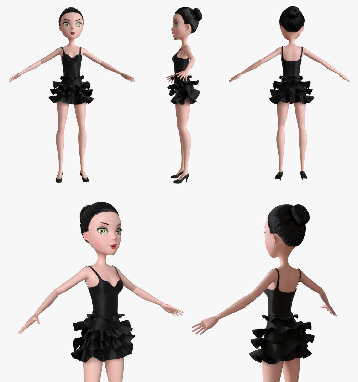 Dance girl NO RIG model 3D model_1