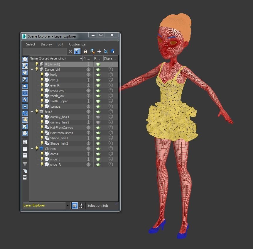 Dance girl NO RIG model 3D model_3