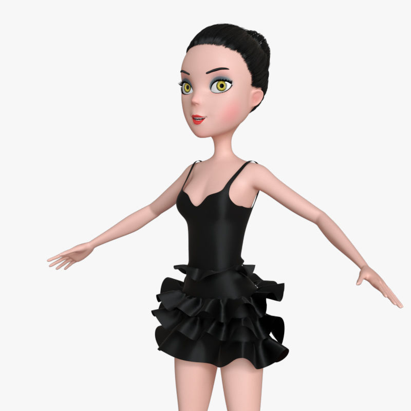 Dance girl NO RIG model 3D model_10