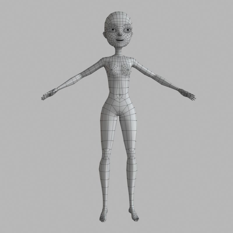 Dance girl NO RIG model 3D model_14