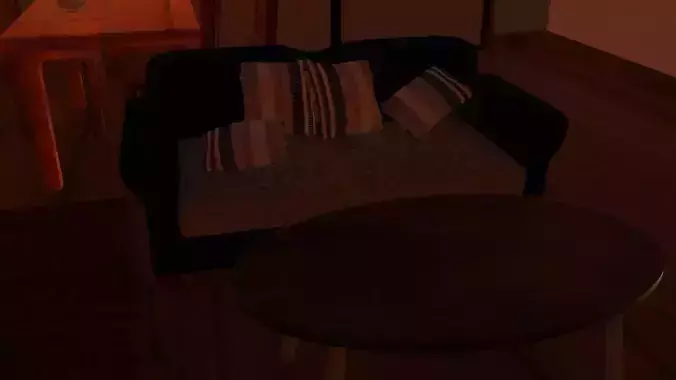 simple room at sunset  model