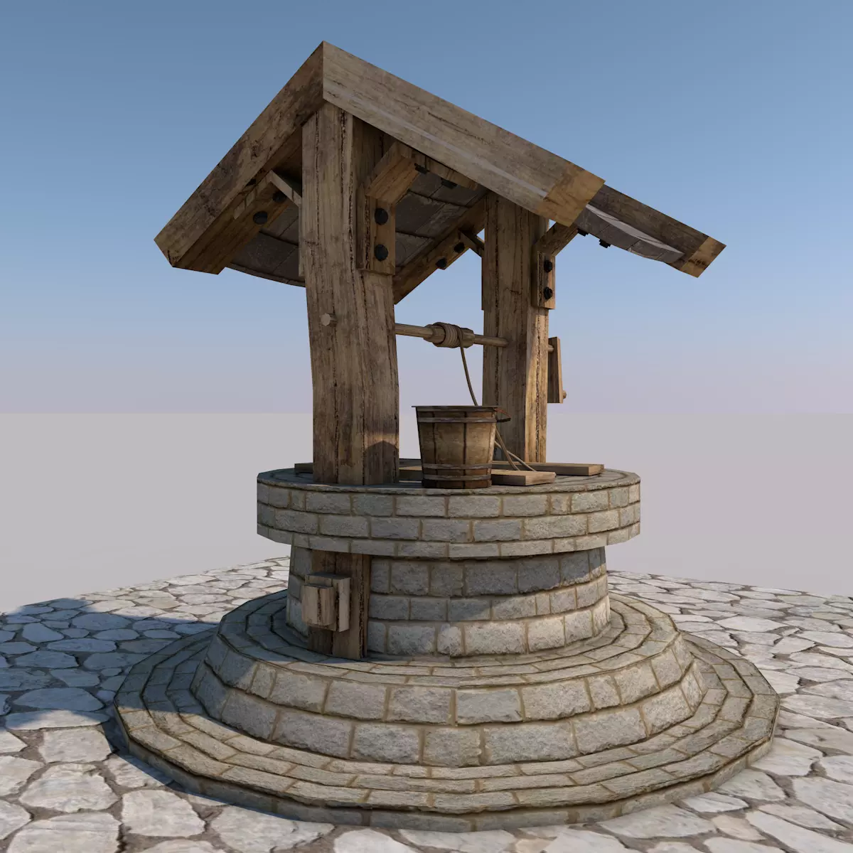 Water Well Low-poly 3D model_0