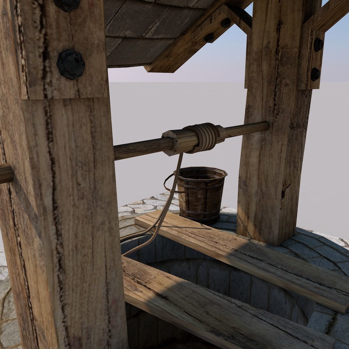 Water Well Low-poly 3D model_8