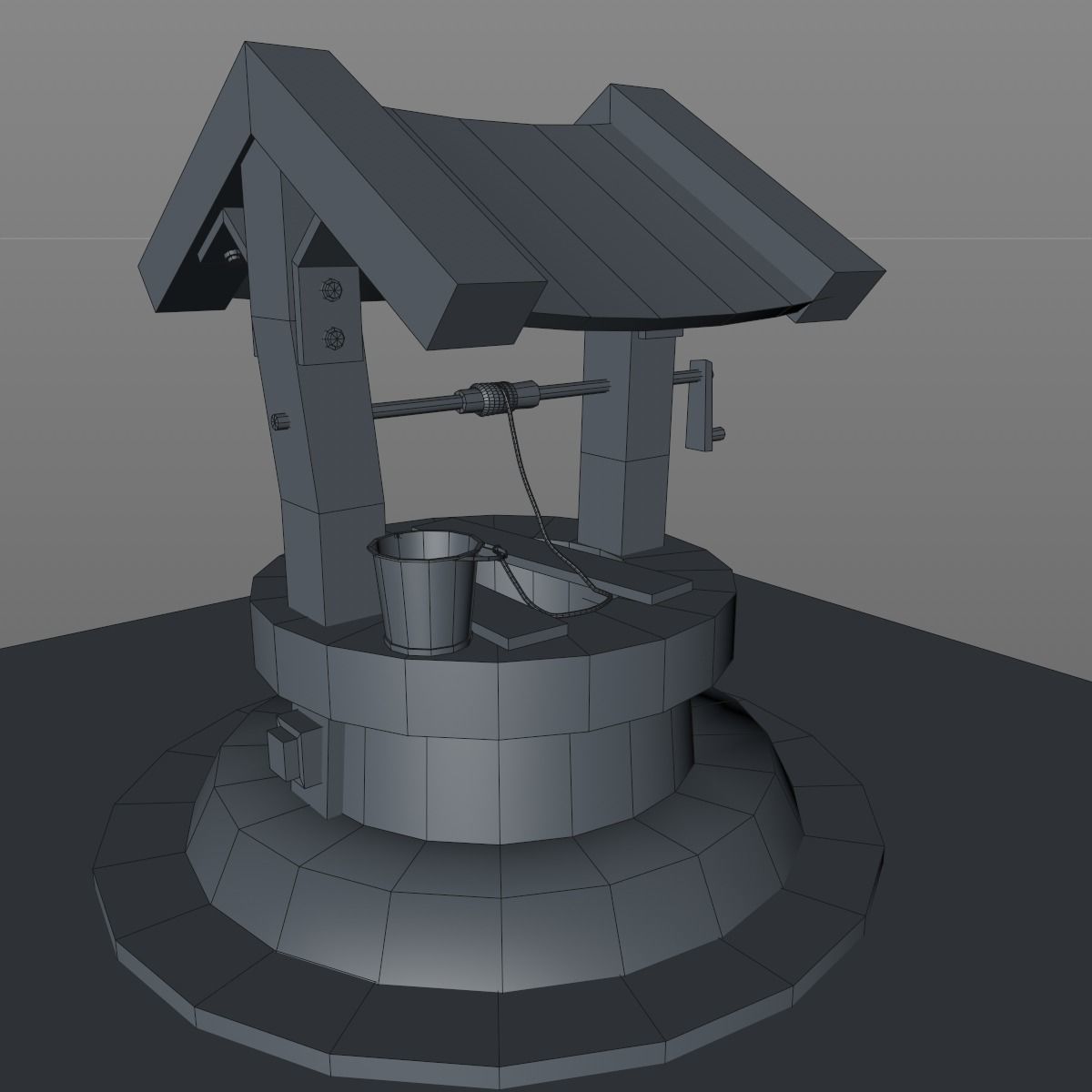 Water Well Low-poly 3D model_10