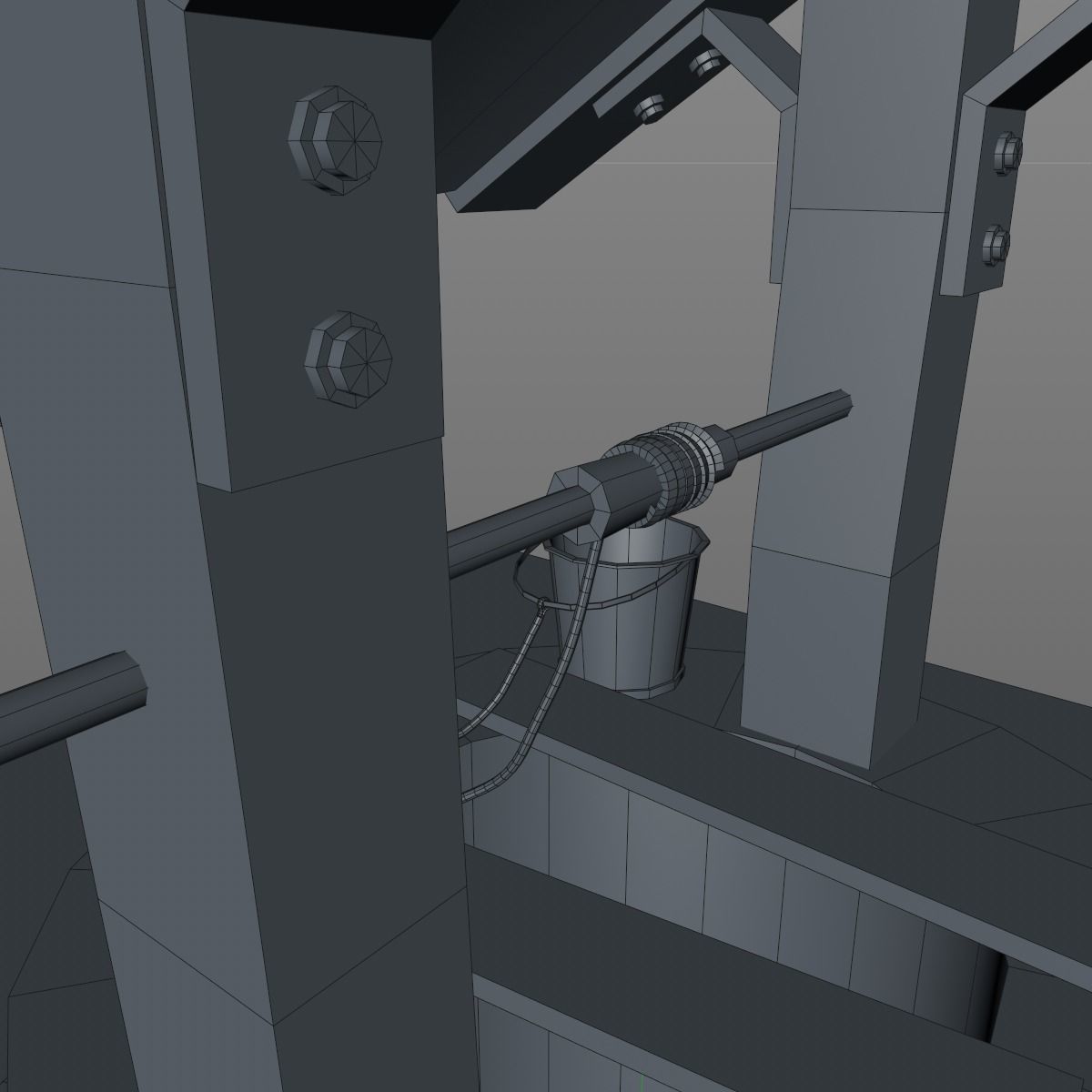 Water Well Low-poly 3D model_16