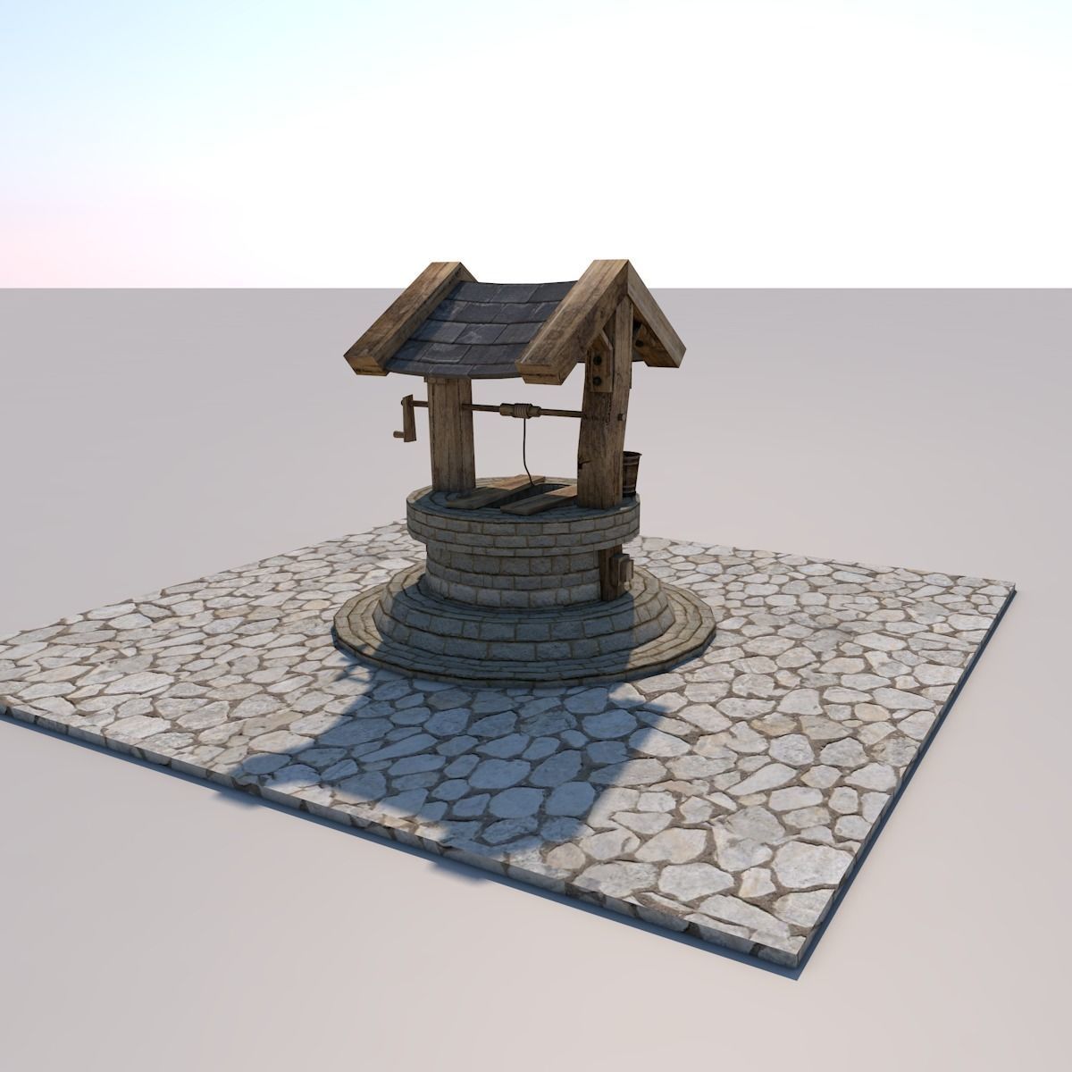 Water Well Low-poly 3D model_5