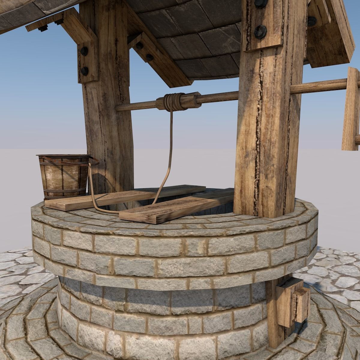Water Well Low-poly 3D model_3