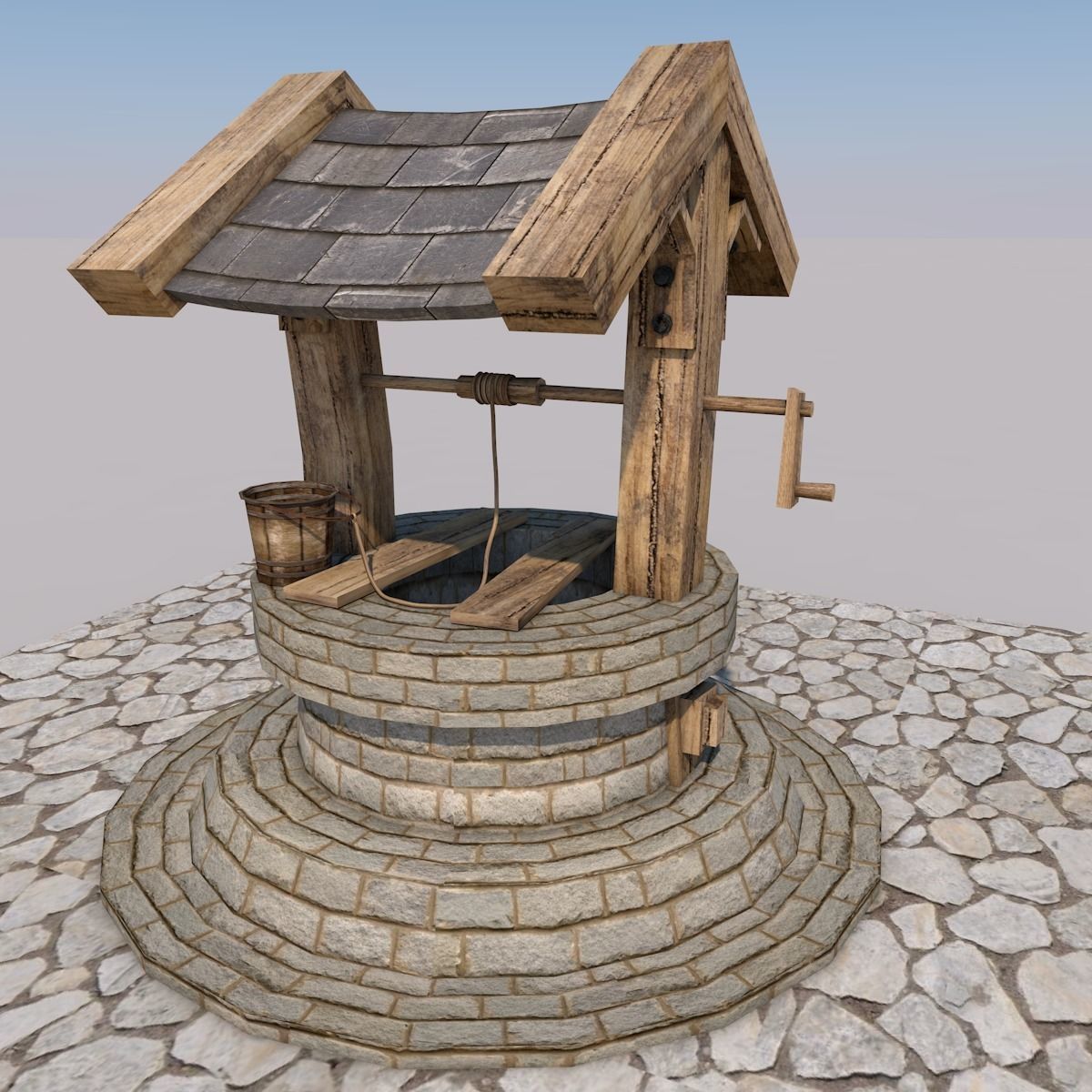 Water Well Low-poly 3D model_2