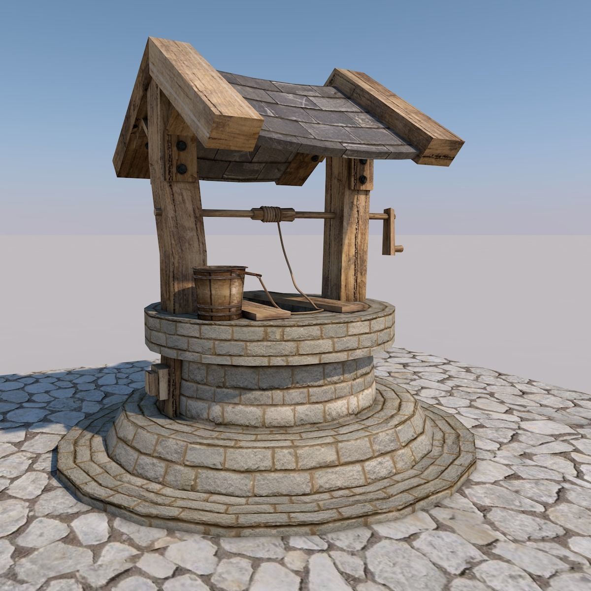 Water Well Low-poly 3D model_1