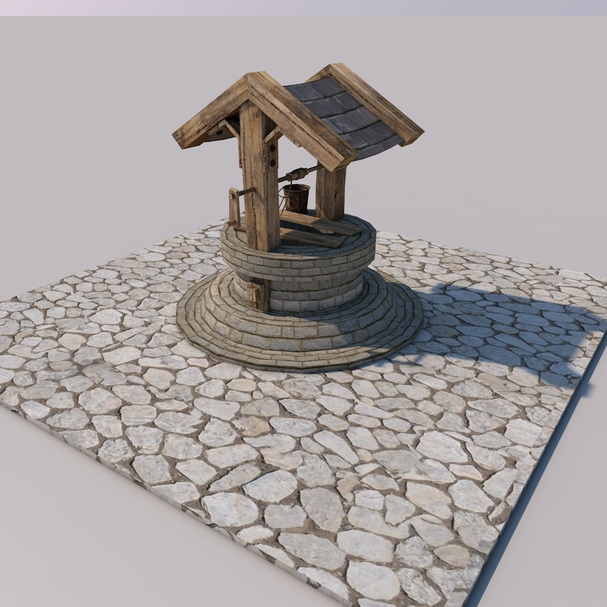 Water Well Low-poly 3D model_4