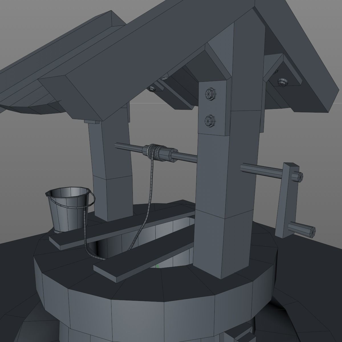 Water Well Low-poly 3D model_19