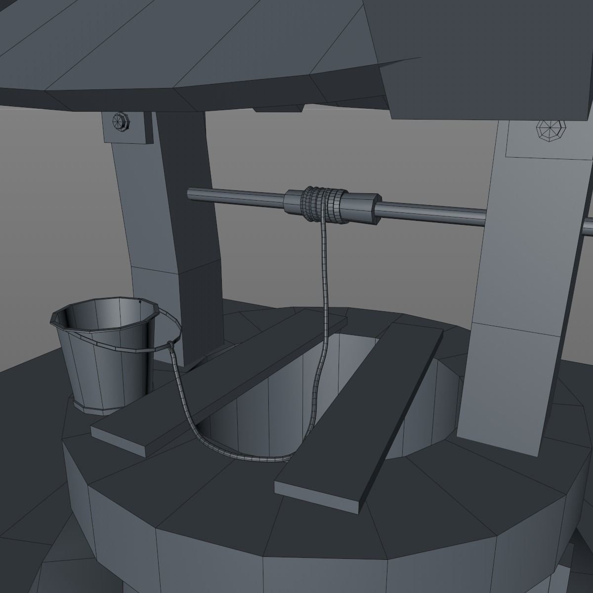 Water Well Low-poly 3D model_12